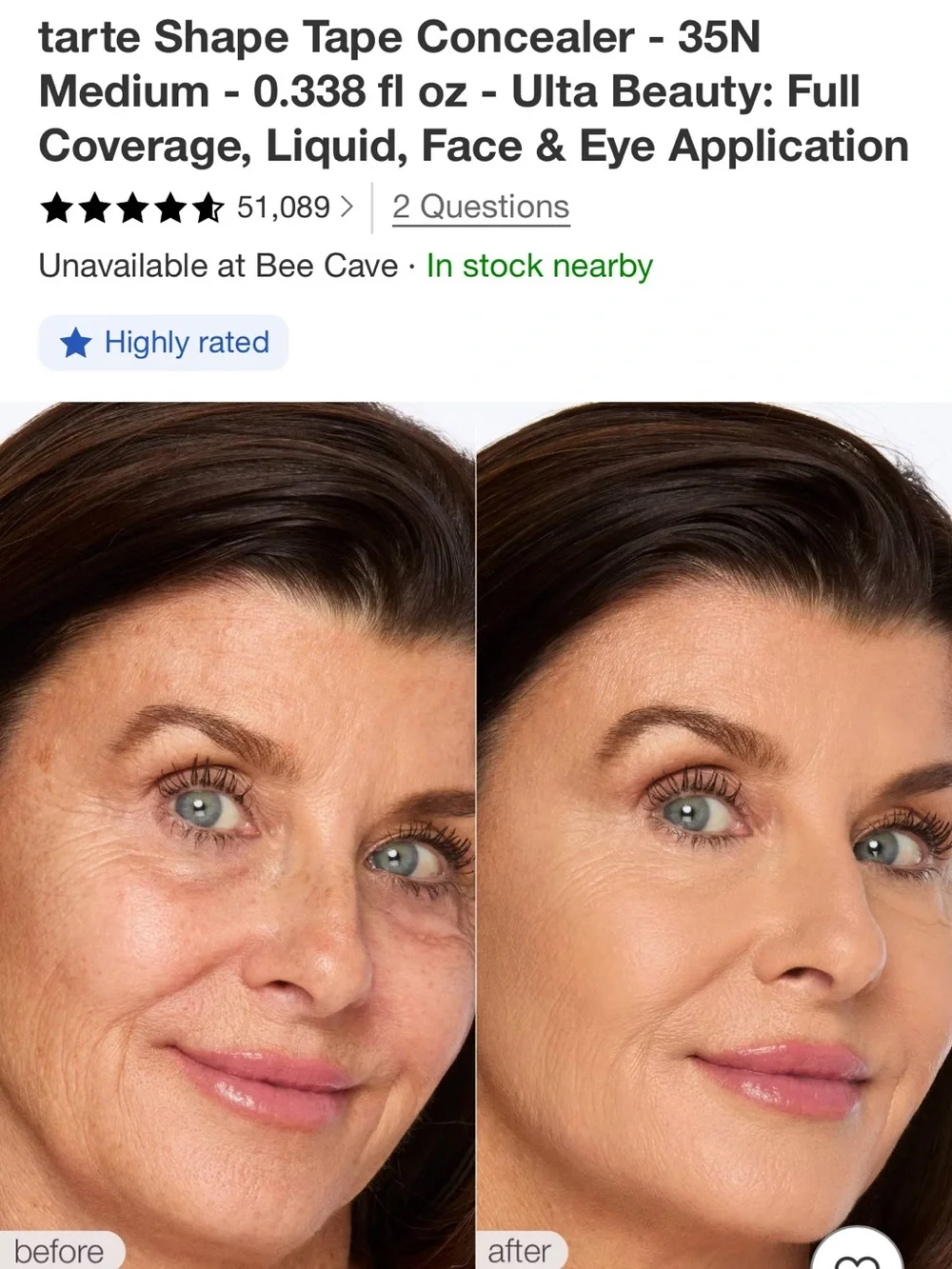 tarte Shape Tape Concealer in Medium (35N) - Cream Beige